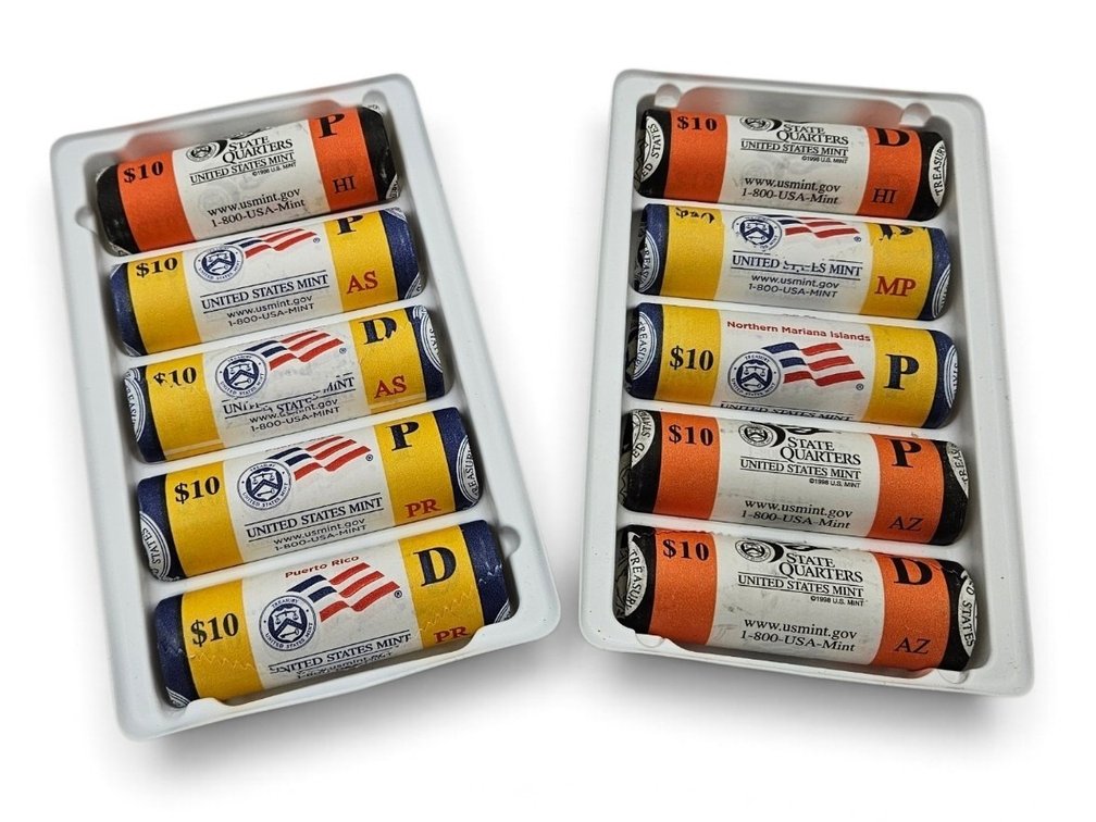 Ten Rolls of US Mint State Quarters (V)