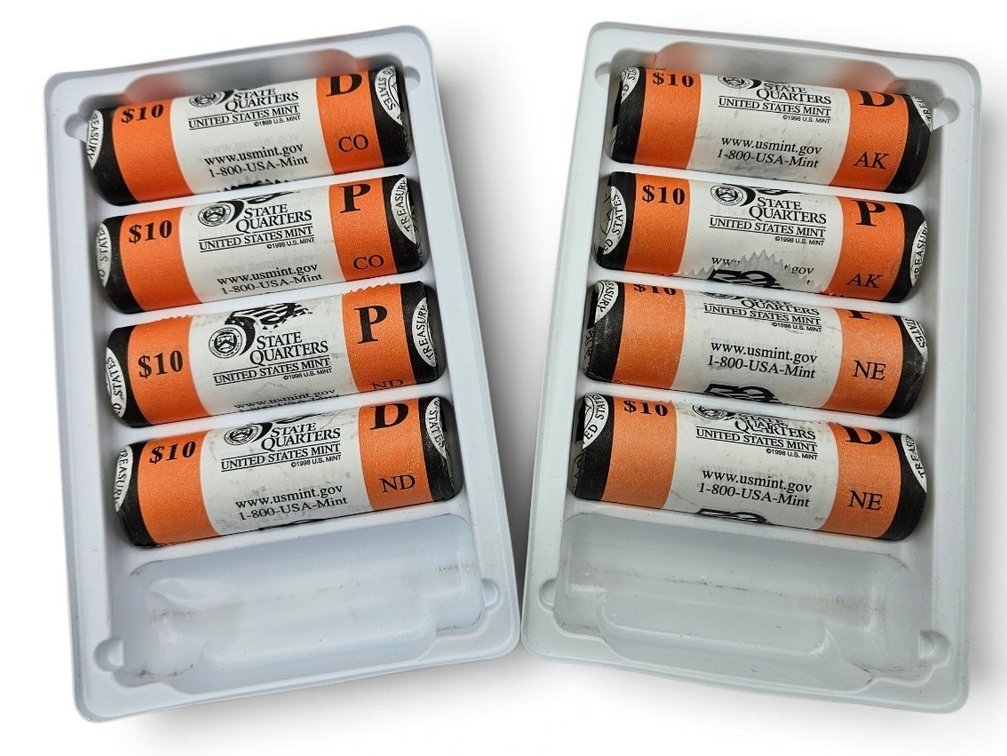 Eight Rolls of US Mint State Quarters (V)