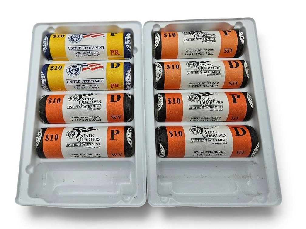 Eight Rolls of US Mint State Quarters (V)