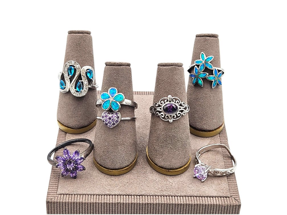 Sterling Rings Lot - Blue/Purple Themed (V)