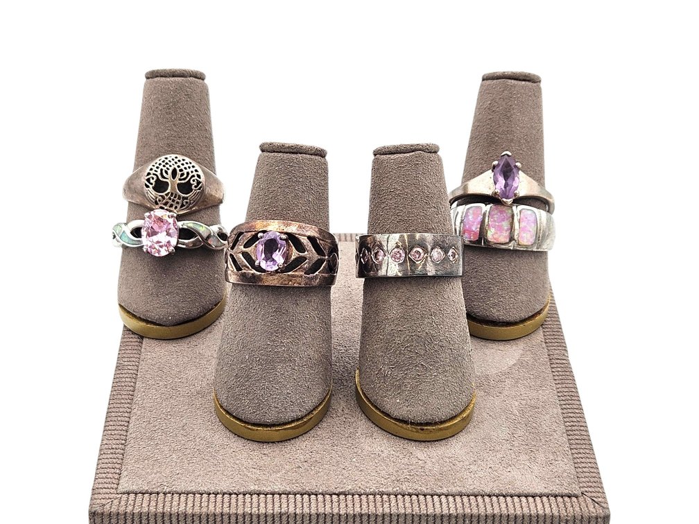 Sterling Rings Lot - Purple/Pink Themed (V)