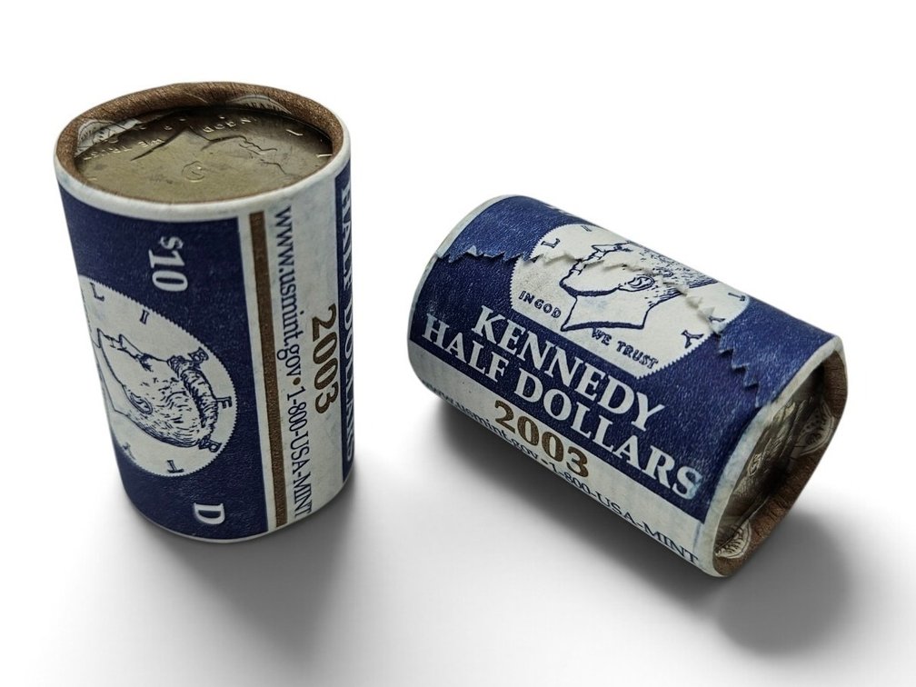 Two Rolls of 2003 Kennedy Half Dollars (V)