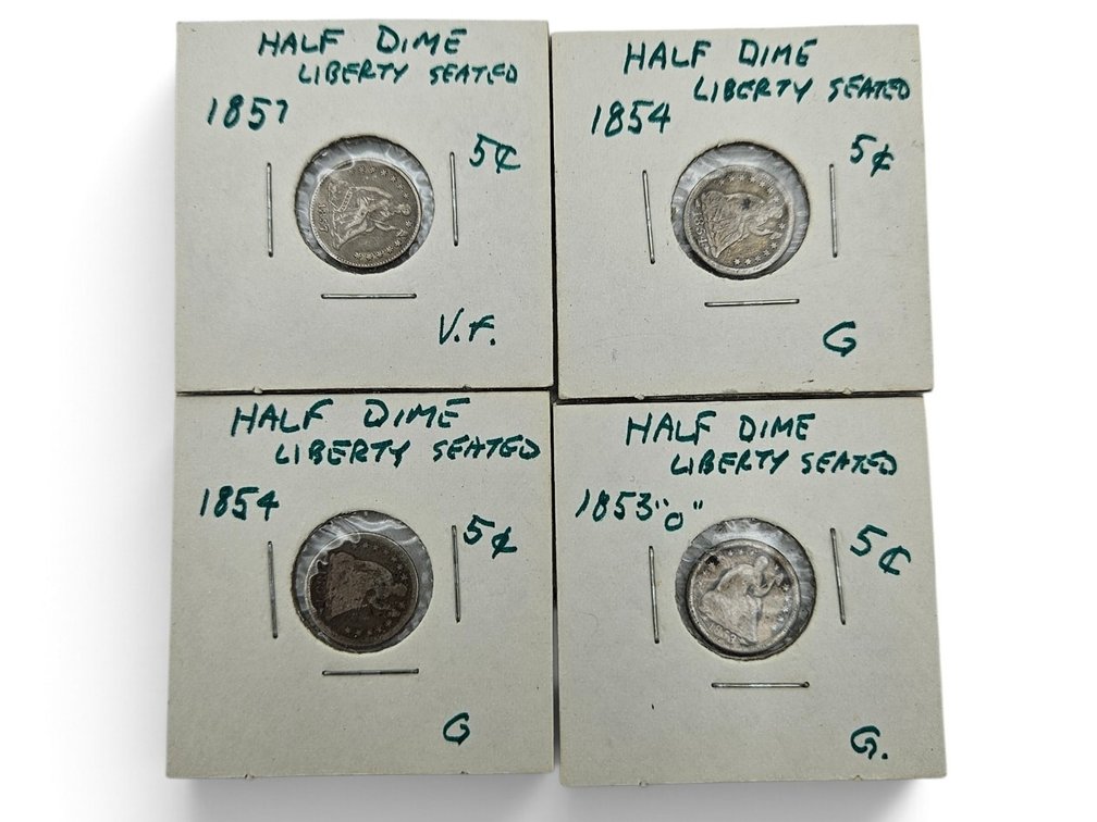 1853,54&57 Seated Liberty Half Dimes (V)