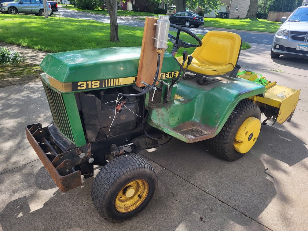 John Deere 318 garden tractor with wheel weights