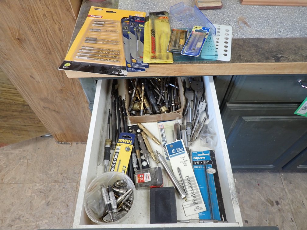 Contents of drawer: drill bits and punches