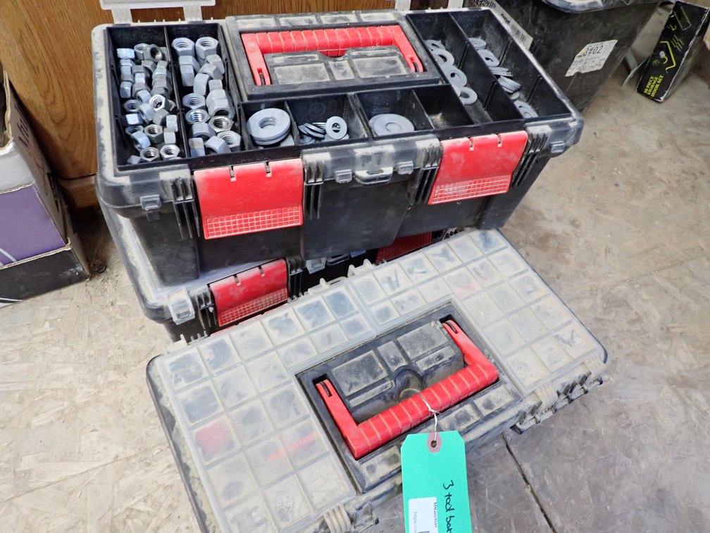 (3) Toolboxes with assorted hardware