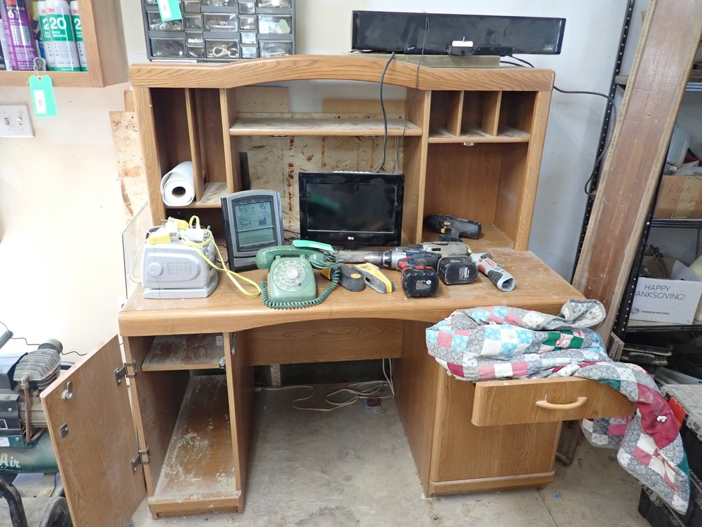 Desk and contents: