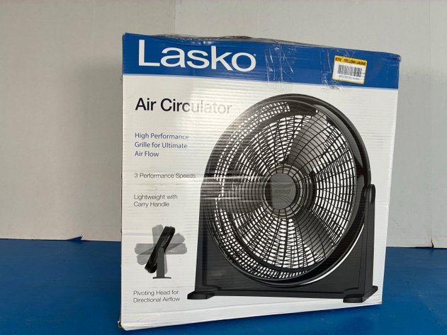 Image for Lasko 20 in. 3 Speed Air Circulator Floor Fan for Home in Black with Wall Mount Option, Full Range Pivoting Head, Carry Handle