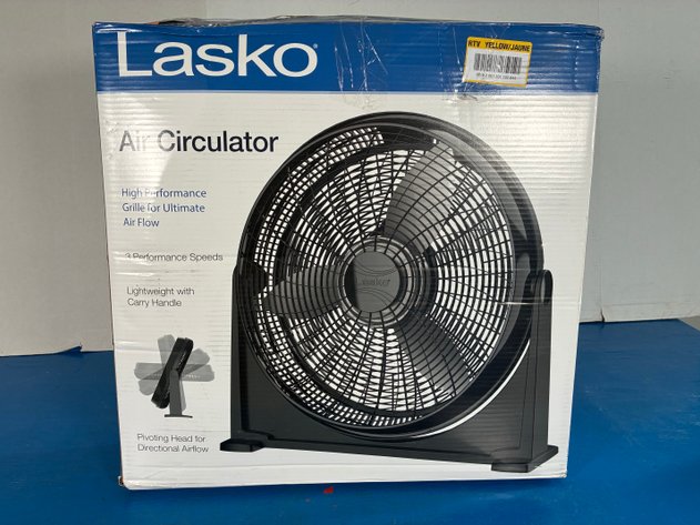 Image for Lasko 20 in. 3 Speed Air Circulator Floor Fan for Home in Black with Wall Mount Option, Full Range Pivoting Head, Carry Handle