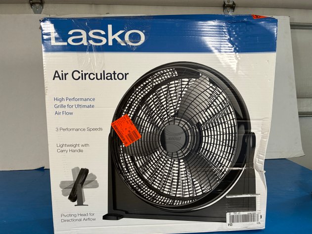 Image for Lasko 20 in. 3 Speed Air Circulator Floor Fan for Home in Black with Wall Mount Option, Full Range Pivoting Head, Carry Handle