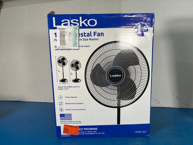 Image for Lasko 16 in. 3-Speed Oscillating Pedestal Fan for Home in Black with Adjustable Height, Tilt Back Head and Easy Assembly