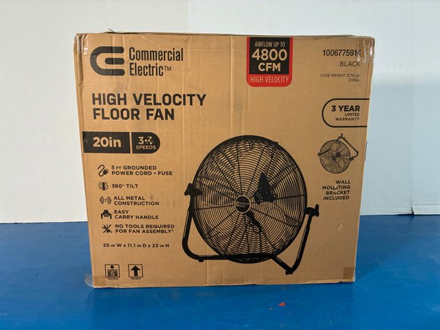 Image for Commercial Electric 20 In. 3-Speed High Velocity Floor Fan