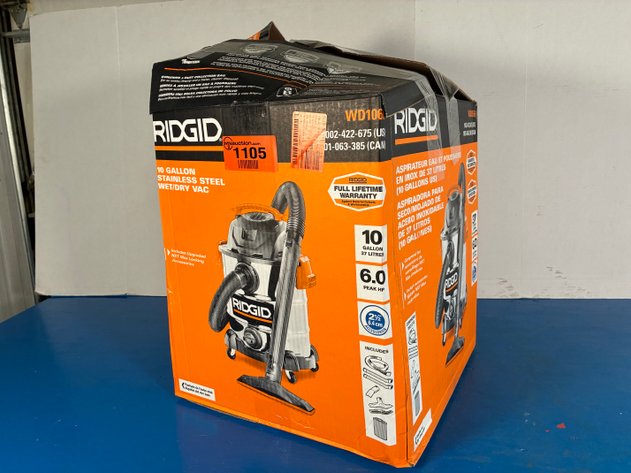 Image for Ridgid 10 Gal. 6.0 Peak HP Stainless Wet Dry Vac-WD1060