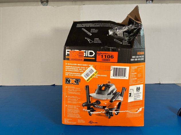 Image for Ridgid 6 Gal. 3.5 Peak HP NXT Shop Vacuum Wet Dry Vac with General Debris Filter, Locking Hose and Attachments HD06001