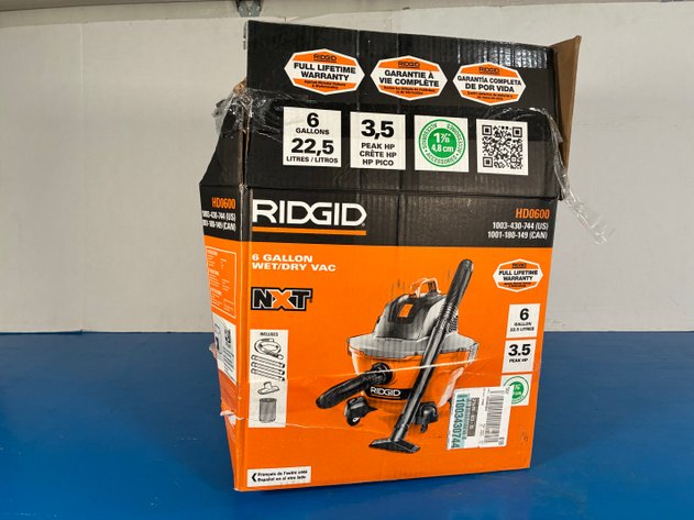 Image for Ridgid 6 Gal. 3.5 Peak HP NXT Shop Vacuum Wet Dry Vac with General Debris Filter, Locking Hose and Attachments HD06001