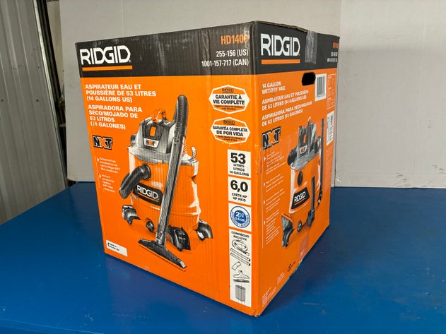 Image for Ridgid 14 Gal. 6.0 Peak HP NXT Shop Vacuum Wet Dry Vac with Fine Dust Filter, Locking Hose, Wands and Attachments HD1400