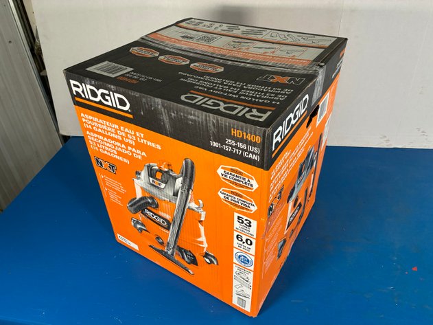 Image for Ridgid 14 Gal. 6.0 Peak HP NXT Shop Vacuum Wet Dry Vac with Fine Dust Filter, Locking Hose, Wands and Attachments HD1400