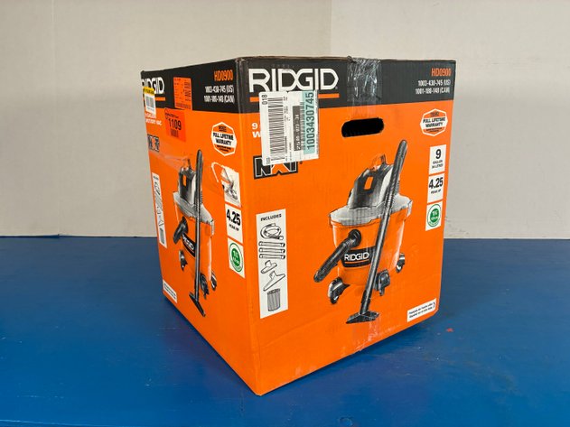 Image for Ridgid 9 Gal. 4.25 Peak HP NXT Shop Vacuum Wet Dry Vac with General Debris Filter, Locking Hose and Attachments HD09001