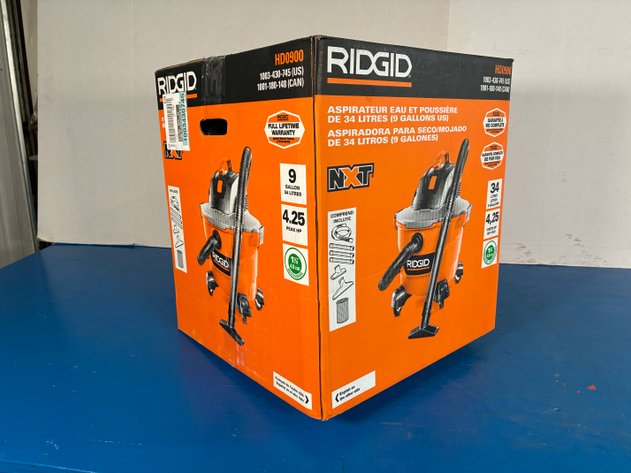Image for Ridgid 9 Gal. 4.25 Peak HP NXT Shop Vacuum Wet Dry Vac with General Debris Filter, Locking Hose and Attachments HD09001
