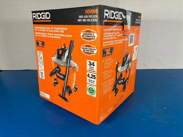 Image for Ridgid 9 Gal. 4.25 Peak HP NXT Shop Vacuum Wet Dry Vac with General Debris Filter, Locking Hose and Attachments HD09001