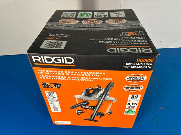Image for Ridgid 9 Gal. 4.25 Peak HP NXT Shop Vacuum Wet Dry Vac with General Debris Filter, Locking Hose and Attachments HD09001
