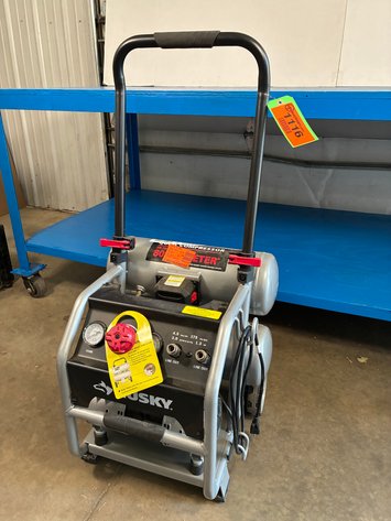 Image for Husky 4.5 Gal. 175 PSI Portable Electric Oil-Free Quiet Twin Stack Jobsite Air Compressor w/Rubber Wheels and 2-Quick Couplers