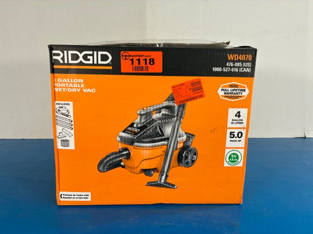 Image for Ridgid 4 Gal. 5.0 Peak HP Portable Shop Vacuum Wet Dry Vac with Fine Dust Filter, Locking Hose and Attachments WD4070