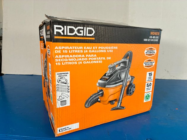 Image for Ridgid 4 Gal. 5.0 Peak HP Portable Shop Vacuum Wet Dry Vac with Fine Dust Filter, Locking Hose and Attachments WD4070