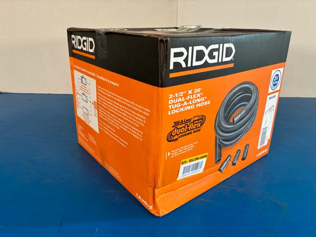 Image for 2-1/2 In. X 20 Ft. Dual-Flex Tug-A-Long Locking Vacuum Hose For RIDGID Wet/Dry Shop Vacuums