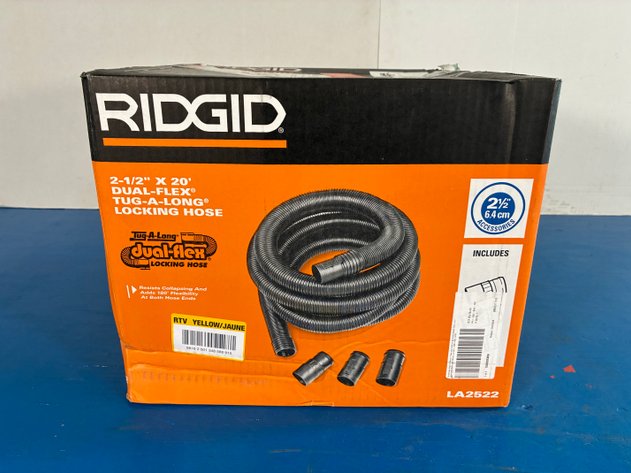 Image for 2-1/2 In. X 20 Ft. Dual-Flex Tug-A-Long Locking Vacuum Hose For RIDGID Wet/Dry Shop Vacuums