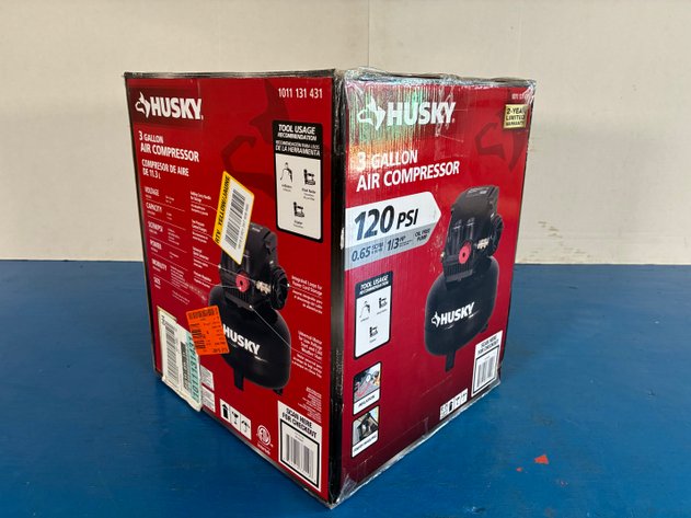 Image for Husky 3 Gal. 120 PSI Portable Electric Oil-Free Light Duty Pancake Air Compressor with Fold Down Handle and 1-Quick Coupler