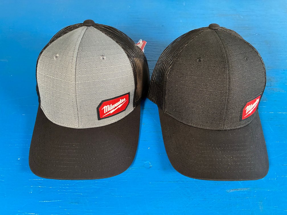 (2) Milwaukee GridIron Snapback Gray & Black Trucker Hats