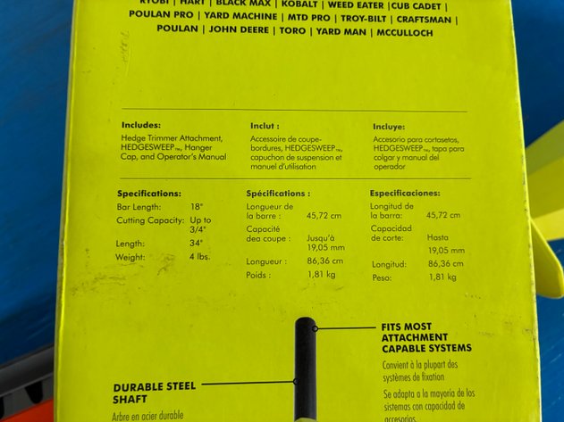 Image for Ryobi Expand-It 18 In. Universal Hedge Trimmer Attachment