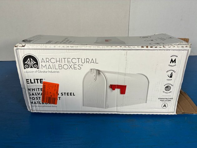 Image for Architectural Mailboxes Elite White, Medium, Steel, Post Mount Mailbox