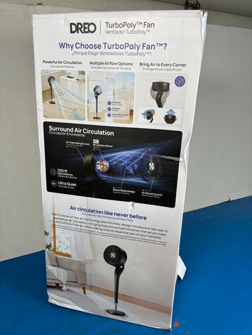 Image for Dreo TurboPoly Fan 9 in. 9-Fan Speeds Pedestal Fan in Black with Exclusive Blue Blade, Remote and 2D 120° Oscillation