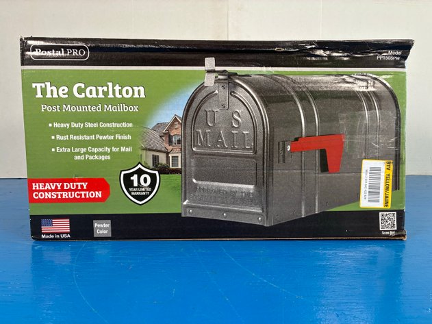 Image for Postal PRO 8.5-in X 11-in Metal Metallic Pewter Silver Post Mount Mailbox