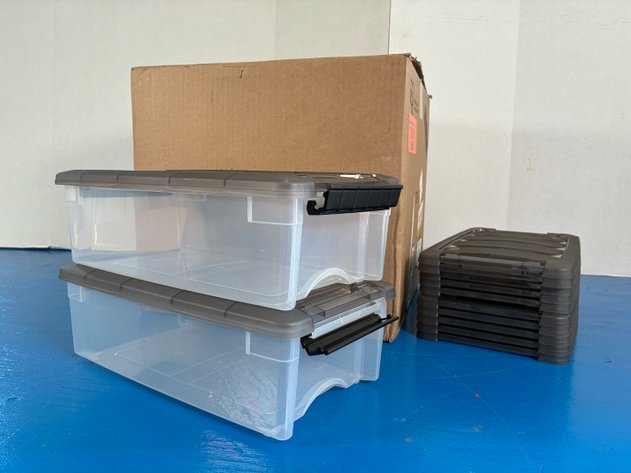 Image for (14) Iris USA 6 Quart Stack And Pull Clear Storage Boxes