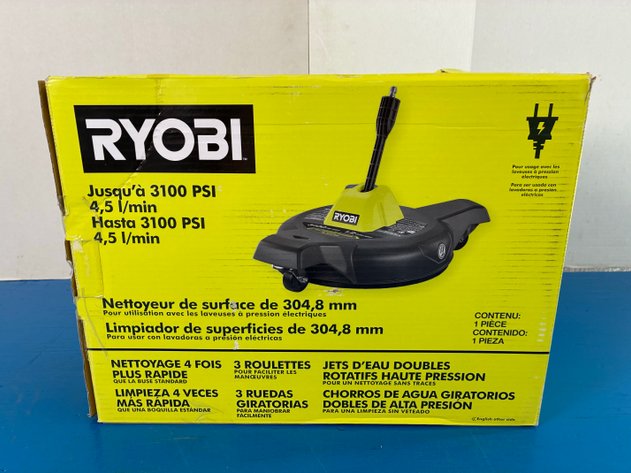 Image for Ryobi 12 In. 3100 PSI Electric Pressure Washer Surface Cleaner With Caster Wheels