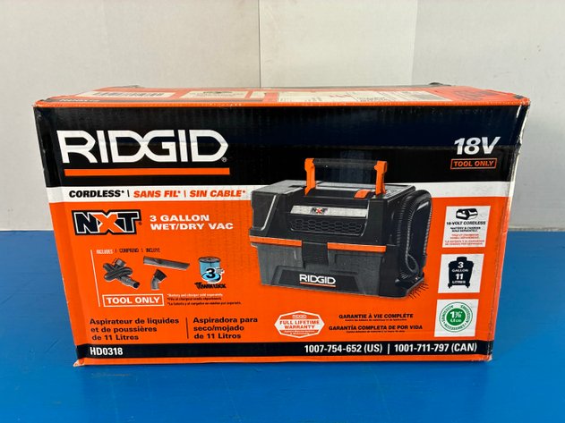 Image for Ridgid HD0318 3 Gallon 18-Volt Cordless Handheld NXT Wet/Dry Shop Vacuum (Tool Only) With Filter, Expandable Hose And Accessories
