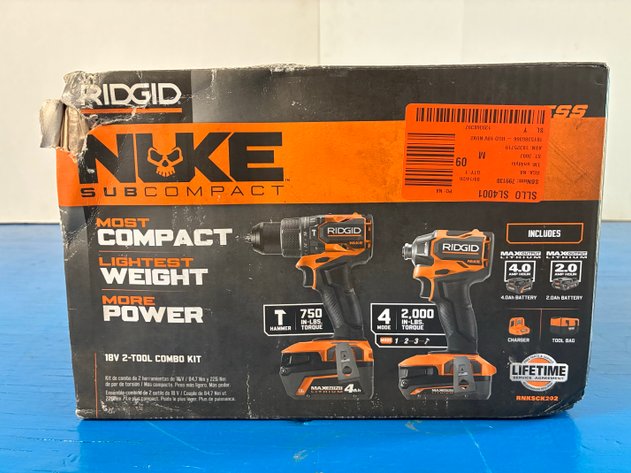 Image for Ridgid 18V NUKE SubCompact Brushless Cordless 2-Tool Combo Kit with Drill/Driver, Impact Driver, (2) Batteries & Charger