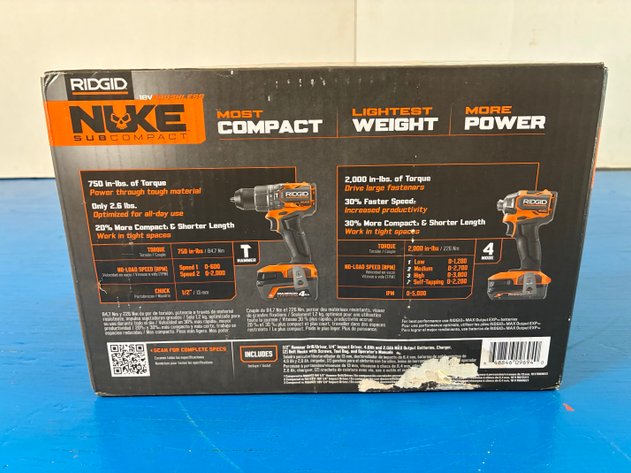 Image for Ridgid 18V NUKE SubCompact Brushless Cordless 2-Tool Combo Kit with Drill/Driver, Impact Driver, (2) Batteries & Charger
