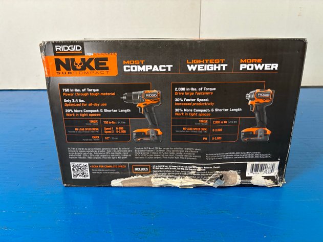 Image for Ridgid 18V NUKE SubCompact Brushless Cordless 2-Tool Combo Kit with Drill/Driver, Impact Driver, (2) Batteries & Charger