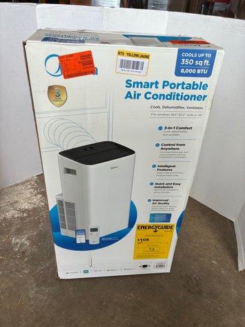 Image for Midea 8,000 BTU Smart Portable Air Conditioner for Rooms up to 350 Sq. Ft. with Remote, 3 Speeds, Dual Filter, Wi-Fi in White