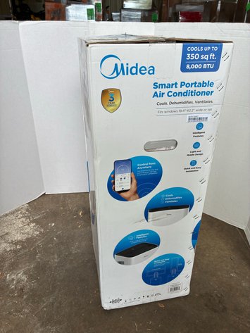 Image for Midea 8,000 BTU Smart Portable Air Conditioner for Rooms up to 350 Sq. Ft. with Remote, 3 Speeds, Dual Filter, Wi-Fi in White