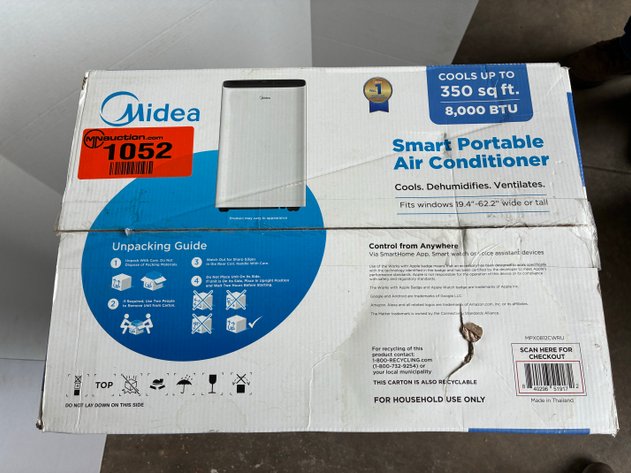 Image for Midea 8,000 BTU Smart Portable Air Conditioner for Rooms up to 350 Sq. Ft. with Remote, 3 Speeds, Dual Filter, Wi-Fi in White