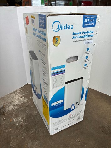 Image for Midea 8,000 BTU Smart Portable Air Conditioner for Rooms up to 350 Sq. Ft. with Remote, 3 Speeds, Dual Filter, Wi-Fi in White