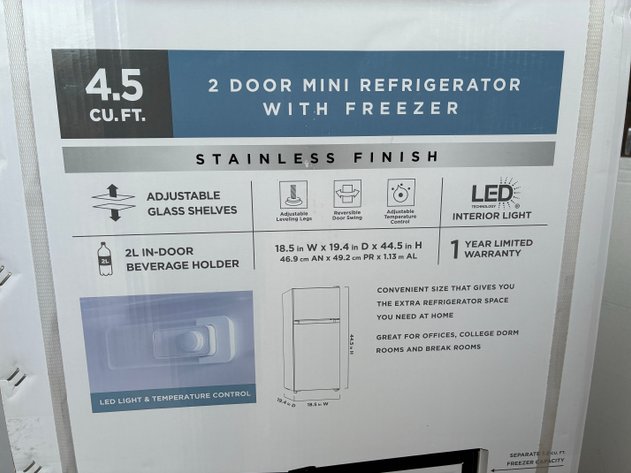Image for Vissani 4.5 Cu. Ft. 2-Door Mini Refrigerator In Platinum Steel w/Freezer