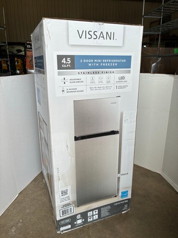 Image for Vissani 4.5 Cu. Ft. 2-Door Mini Refrigerator In Platinum Steel w/Freezer