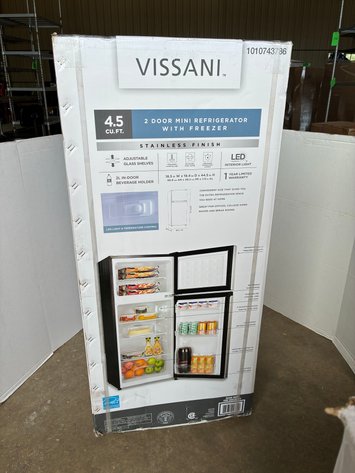 Image for Vissani 4.5 Cu. Ft. 2-Door Mini Refrigerator In Platinum Steel w/Freezer