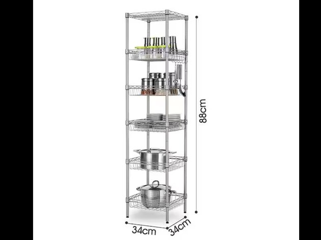 Image for FCH 6-tier Modern Silver Kitchen Wire Storage Shelf